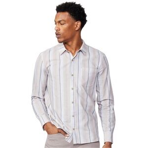 NWT PAIGE Men's Cooper Stripe Cotton Button Down Shirt Hazy Blush XL